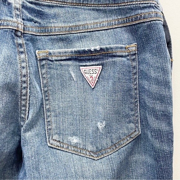 Vintage Guess Jeans Distressed Denim Overalls Medium Wash Straight Leg Size 26 2 - Picture 7 of 16